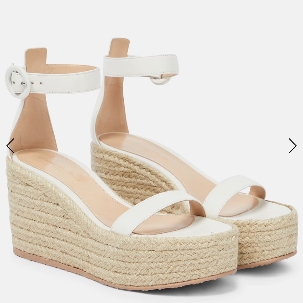 Like New - Gianvito Rossi White Espadrille Wedge Sandals
